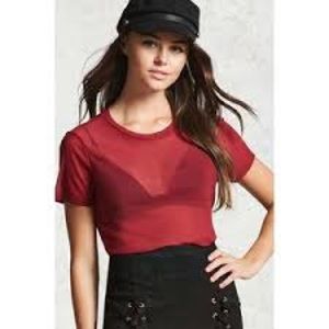Forever 21 red mesh top